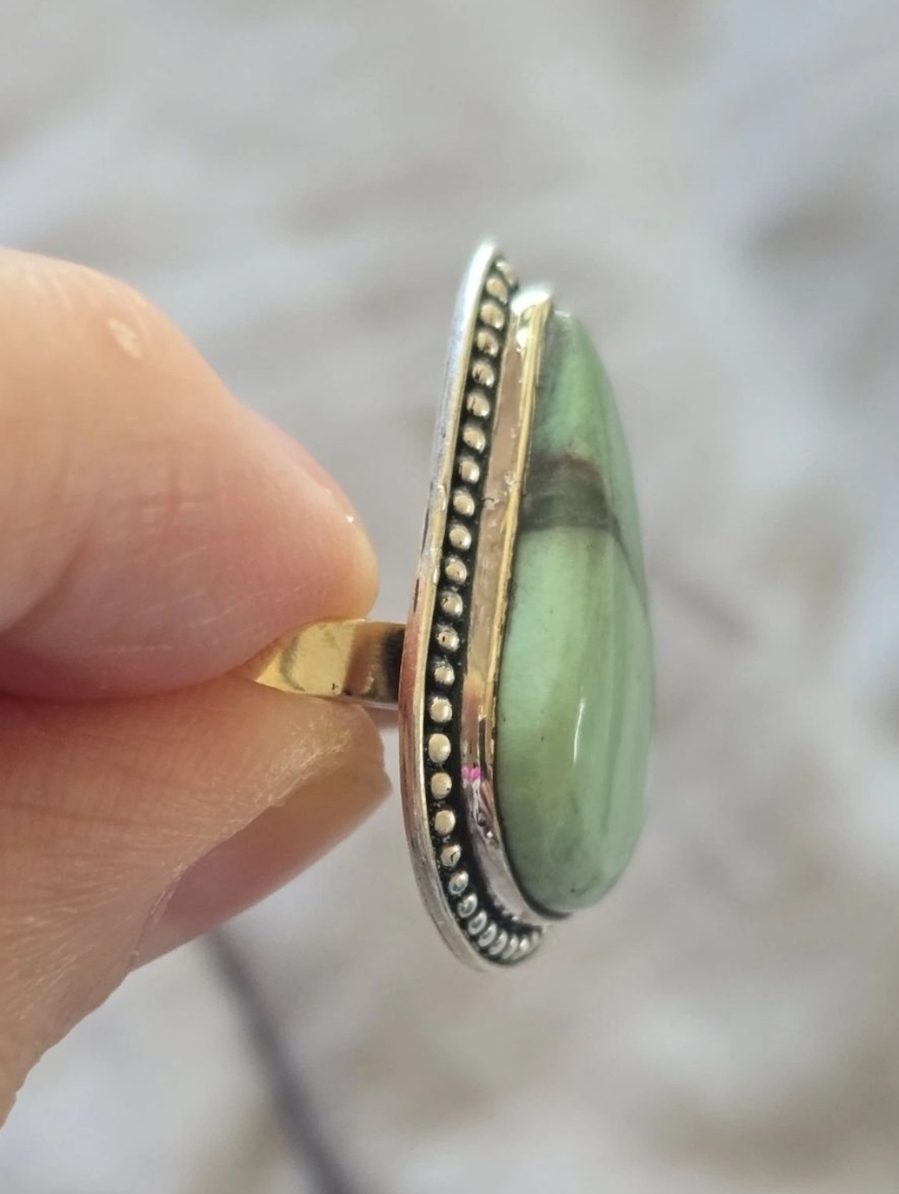 Variscite Ring In Sterling Silver, Southwestern - Picture 2 of 3